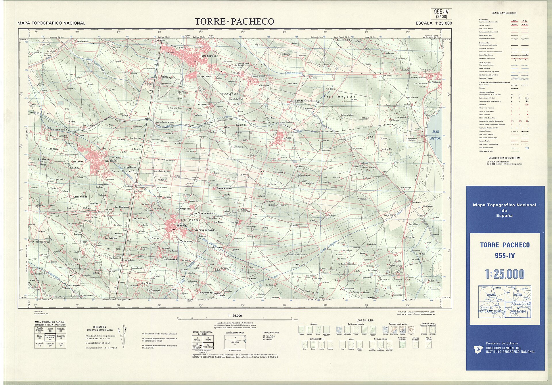 Mapa topográfico de Torre-Pacheco (hoja 955-IV).
