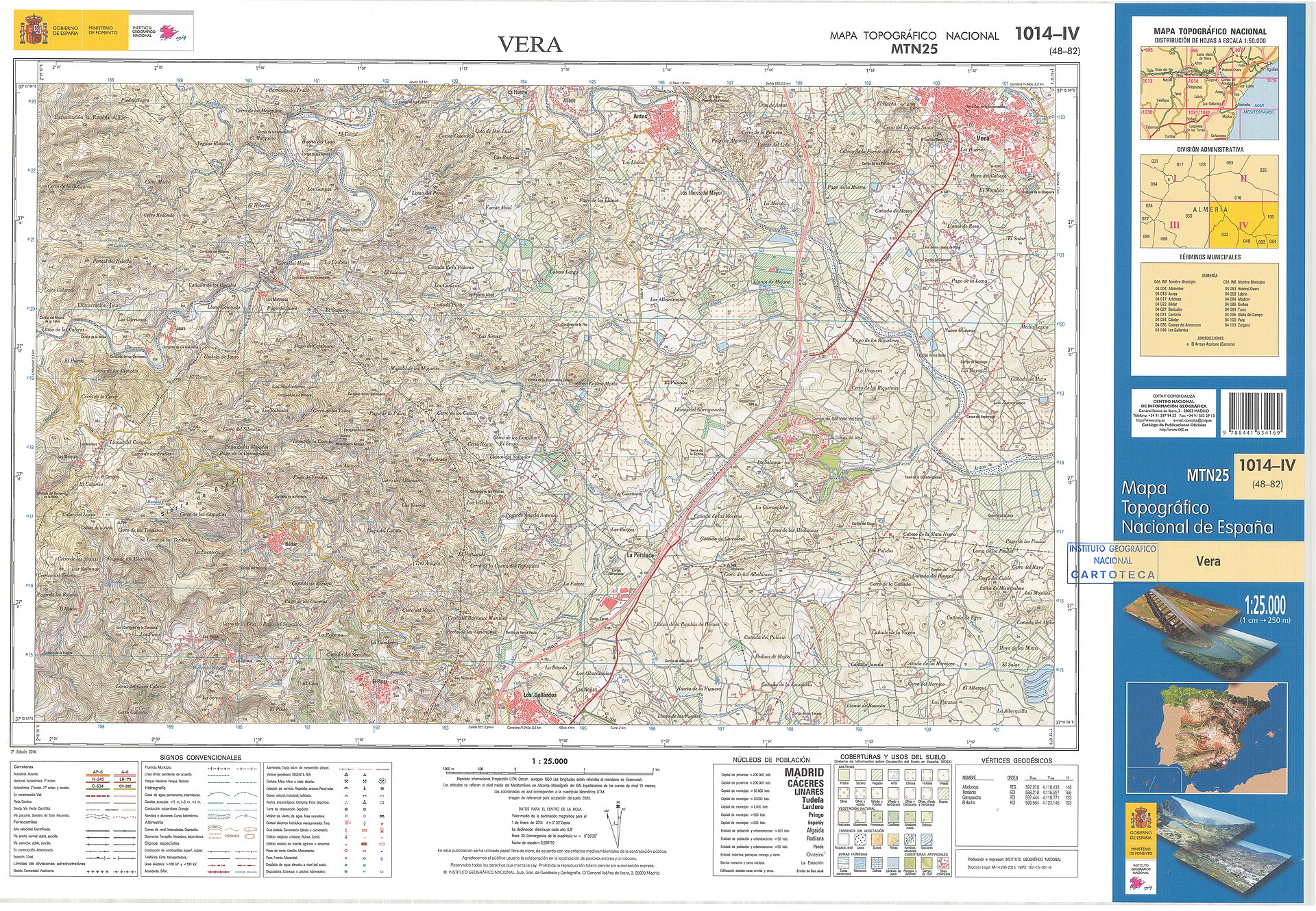 Hoja MTN25 1014‑IV Vera (mapa topográfico 2014)